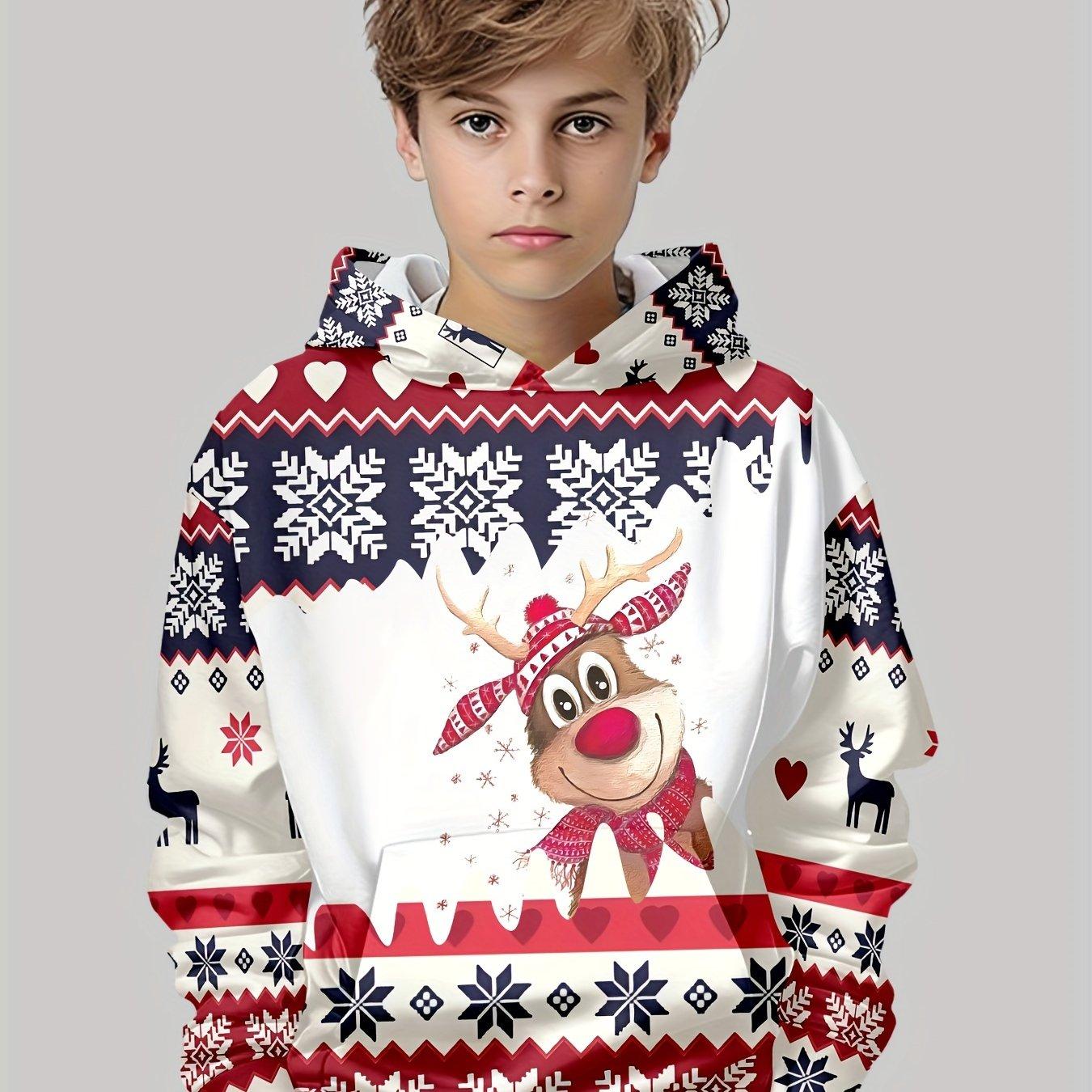 Xuhaijian02 Kinderkleding Jongens Hoodies Lange Mouw 3D Kerstprint Feestelijke Sfeer Meisjeskleding Kinderkleding Lente Herfst Jongenskleding 140