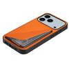 For iPhone 17 Pro Case Card Holder Kickstand Calf Textured Leather + PC + TPU Phone Cover