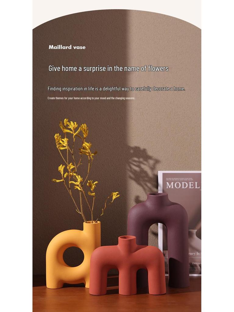 Creative Retro Wabi-Sabi Ceramic Vase for Flowers and Dried Arrangements - Perfect for Living Room, Dining Table, or TV Cabinet Décor