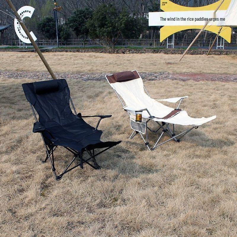 Foldable Dual-Use Chair for Office and Beach with Reclining and Footrest Features