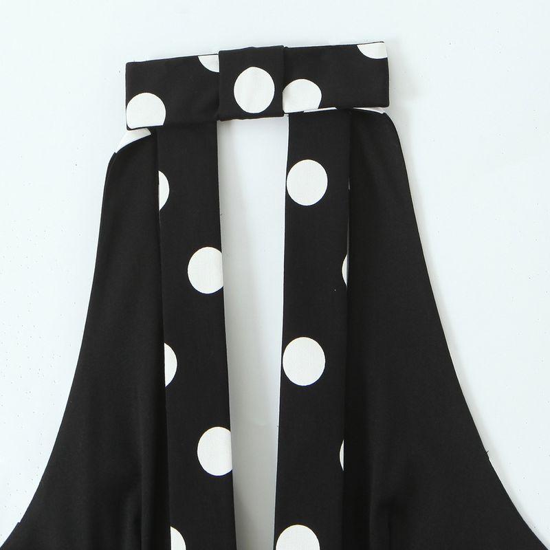 Kaslead New Women clothes Western Style Bowknot Decoration Polka Dot Neck Collar Top 3067120