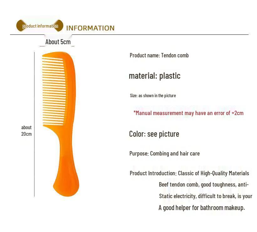 Anti-static Cow Tendon Hairdressing Comb – Durable, Portable, and Gift-Ready