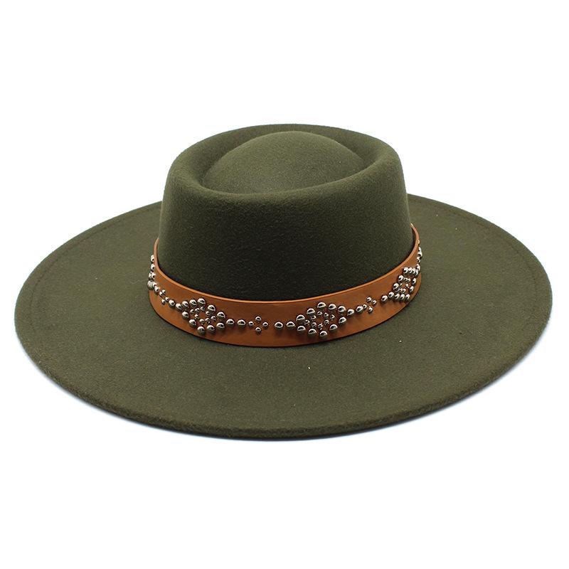 New Fedora Hats For Women 9.5cm Wide Brim Khaki Black Felted Dress Hat Panama Church Men Jazz Hat Sombreros De Mujer