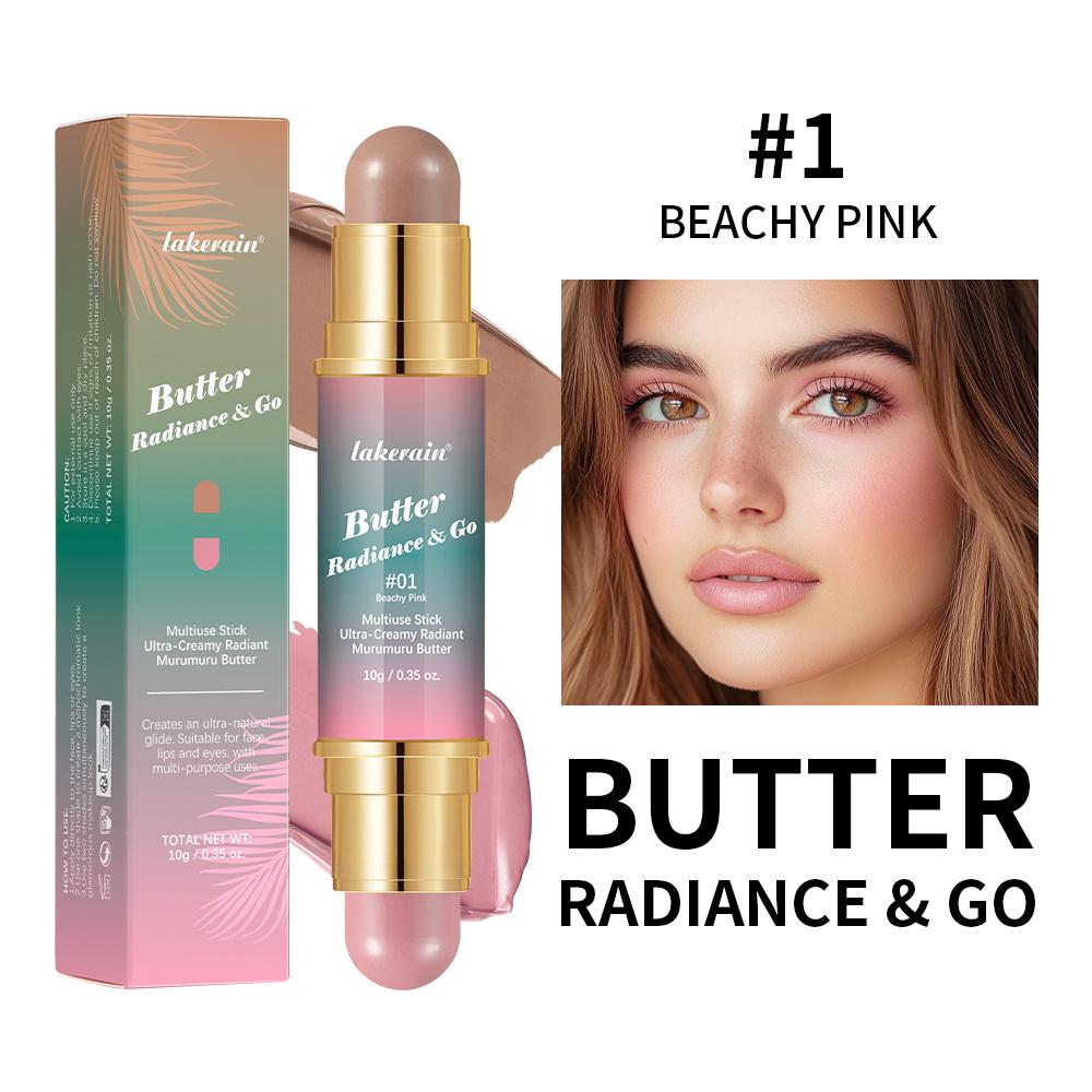 

Багатофункціональний стік Butter Glow & Go для щік, контурів, очей, губ. Двосторонній стік бронзер-рум яна. Матові, світлі, глянцеві, бронзові рум яна.