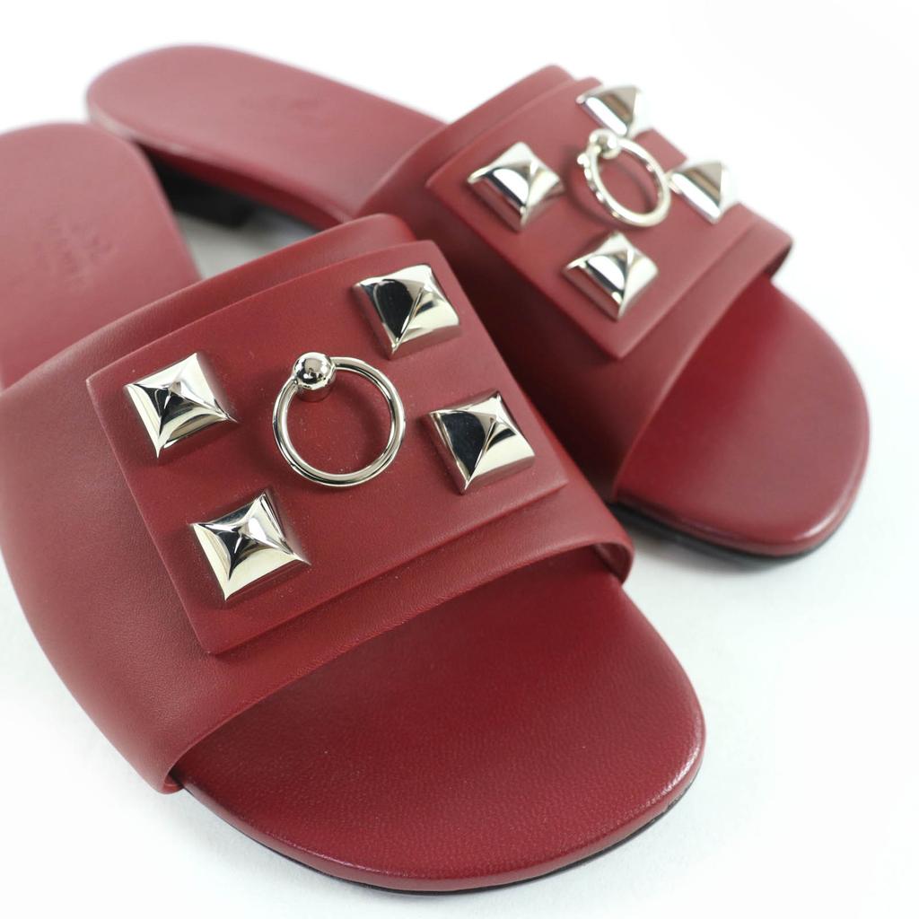 Excellent HERMES Mule Dune Collier Docien Leather Sandals Bordeaux Series 36 Used