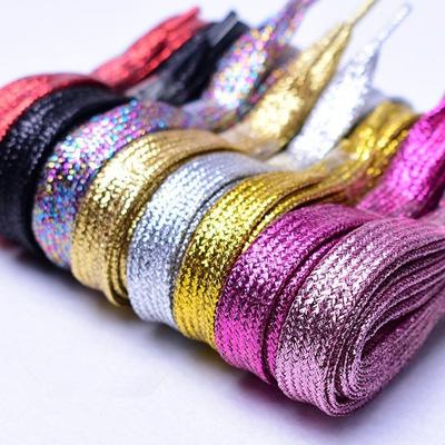 1 cm Breite Bunte Lurex Schnürsenkel Trendige Helle Bunte Herbst Winter Schnürsenkel Sneaker Weiße Freizeit Sports Lederschuhe Schnürsenkel