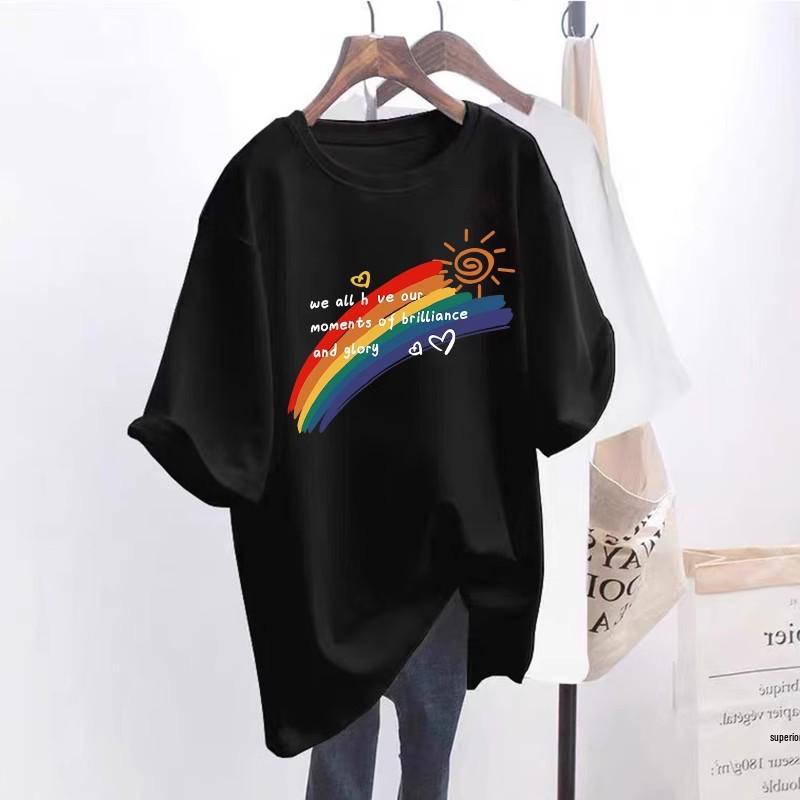 Damen 2025 Sommer Rundhals Kurzarm Bedrucktes Oversize-T-Shirt