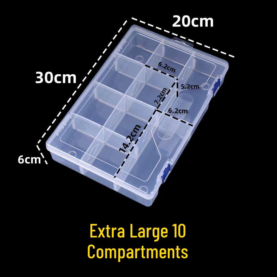 Transparent Compartmentalized Storage Box for Jewelry, Hardware, and Fishing Accessories