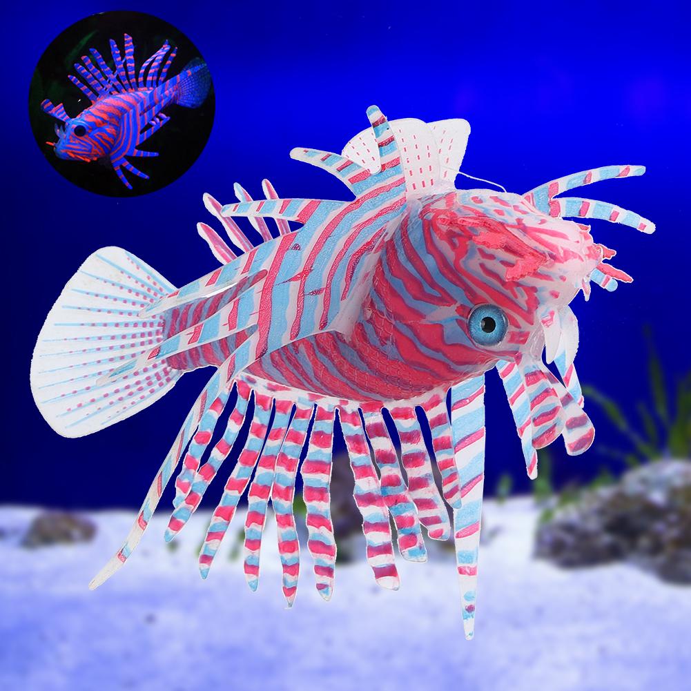 Aquarium Artificial Simulated Silicone Lionfish Luminous Ornament Fish   Decoration