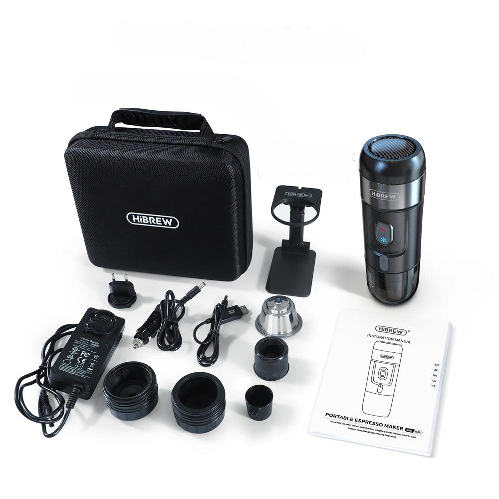 HiBREW H4A Draagbare Koffiemachine voor Auto & Huis, 3-in-1 Espresso Koffiezetapparaat, 80W 12V Auto Koffiezetapparaat, 15bar, 60ml Watertank