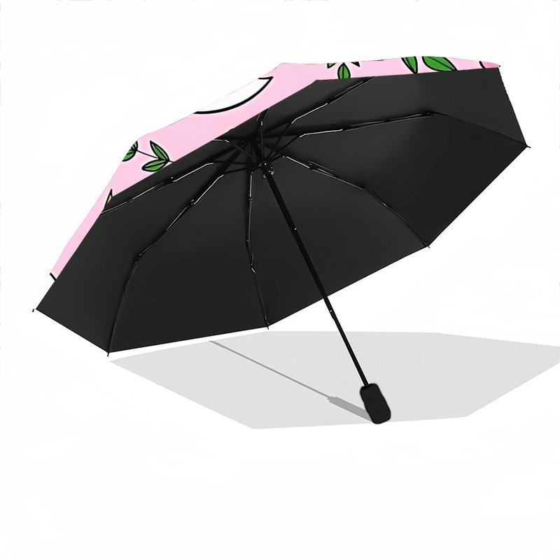 1pc Swan Pattern Automatic Folding Umbrella - Portable Collapsible Design, 8-Rib Iron Frame, Durable Fabricyy251125003