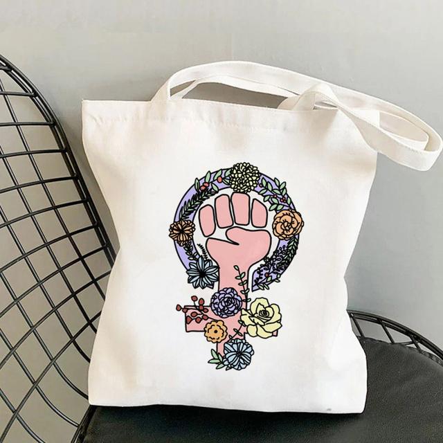 Shopper Girl Power with Butterflies Bag Harajuku Women Shopping Bag Canvas Shopper Bag Girl Handbag Tote Bag Shoulder Lady Bag