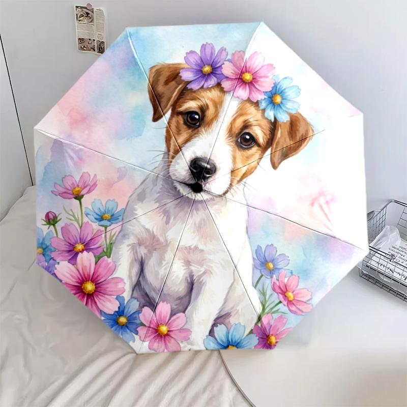 

1 PC Automatic Folding Umbrella - Cute Watercolor Animals Pattern, Portable & Foldable Design with 8 Ribs, Christmas Birthday Gifts