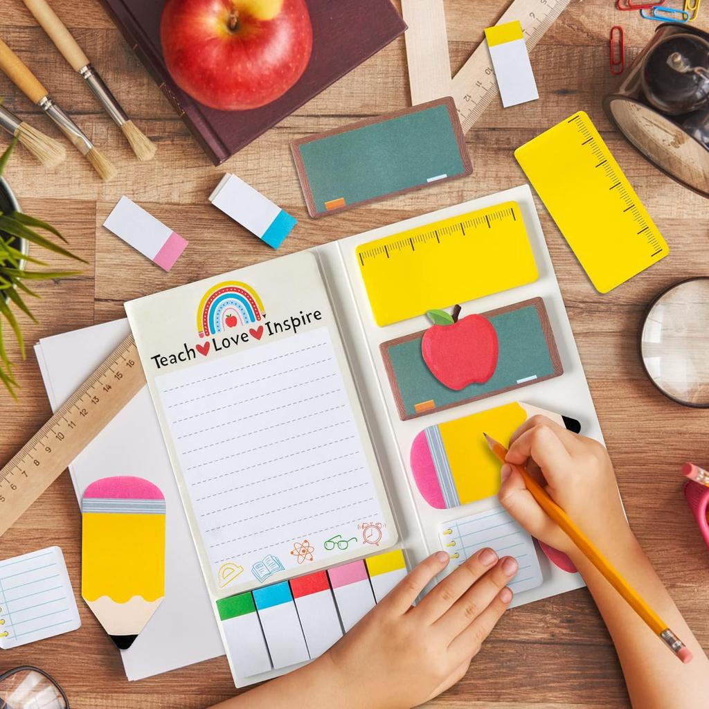 Xqumoi Teaching is A Work of Heart Sticky Notes Set Blackboard Self-Stick Note Pads Teacher Appreciation Gift Writing Memo Pads School Office