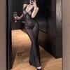 Sexy Long Dress Erotic Lingerie See Through Lace Dress Passionate Temptation OL Uniform Flirting Uniform Nightclub Tight Suit