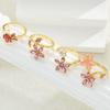 4 Stück Schönes Rosa Rosenblüten Verstellbares Ring Set Mode Falsche Perle Diamant Dekor Fünfblättrige Blumige Ringe Für Damen Schmuck Geschenk