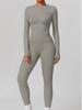 Elastic Brushed Yoga Set: Quick-Dry Fitness Wear with Long-Sleeve Top and Running Pants, Perfect for Spring/Autumn.