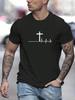 Summer Men's Loose T-shirt 100% Cotton Comfortable Fashion Cross Print Slim Casual Sports Round Neck Short-sleeved T-shirt Top