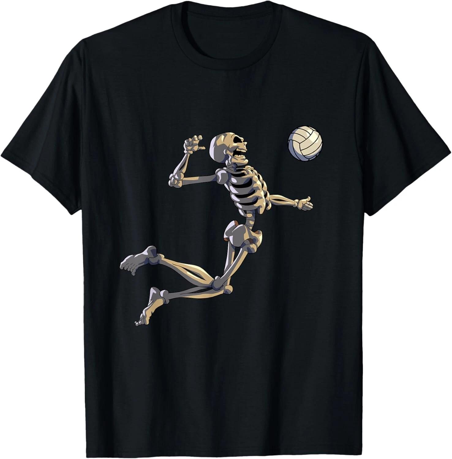 Volleyball Skeleton Women Men Volleyball Player Halloween T- Shirt XL