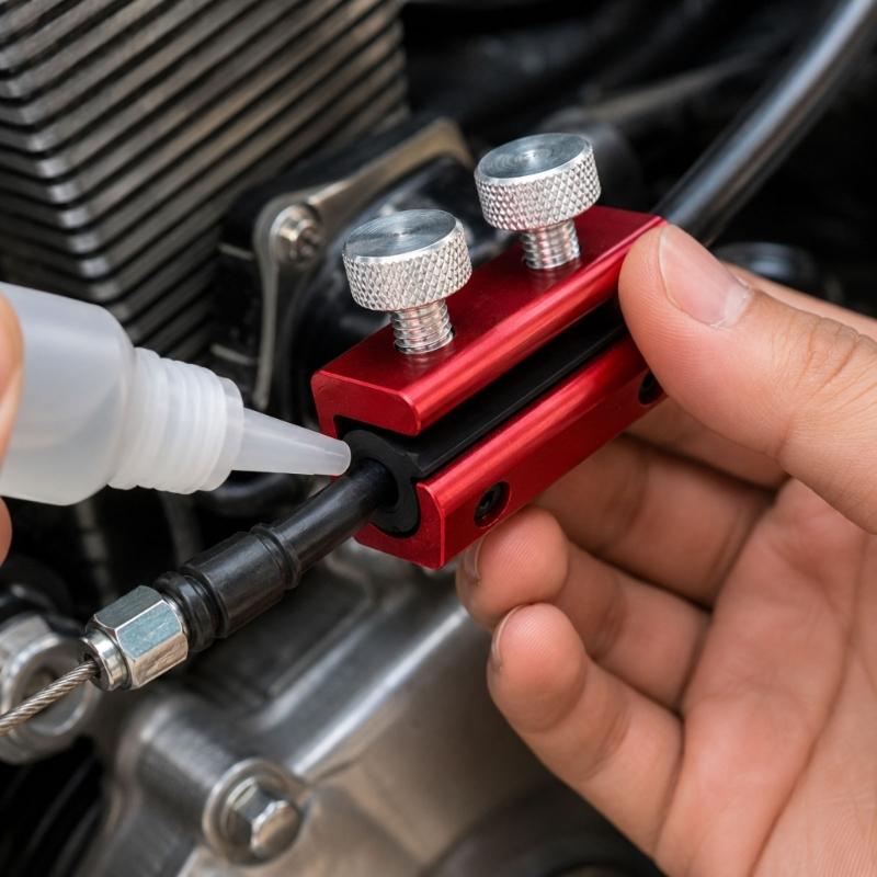 Motorcycle Brake Cable Oiler Tool, 2 Screw Clamp for Control Cable Housing Service, and Garage Use
