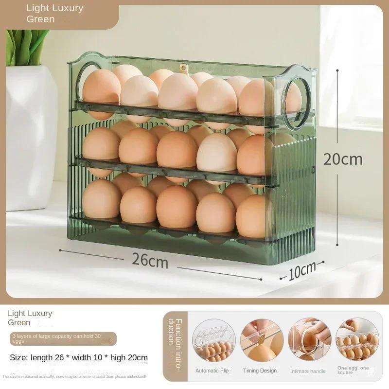 

Flip-Style Egg Holder: Maximize Fridge Space with 30-Egg Capacity, Ideal Kitchen & Refrigerator Organizer