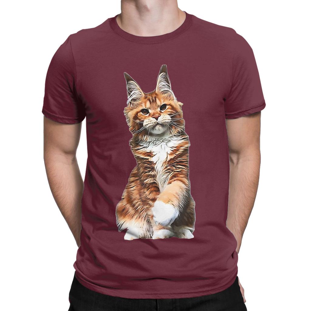 Maine Coon Orange Novelty 100 Cotton TShirt Maine Coon Tops Tees For Unisex