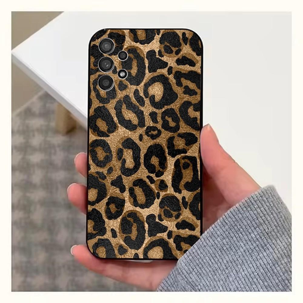L-Leopard Print Phone Case For Samsung S25,S24,S23,S22,S20,S21,S10,Ultra,Plus,Lite,FE,Soft Silicone Black Cover