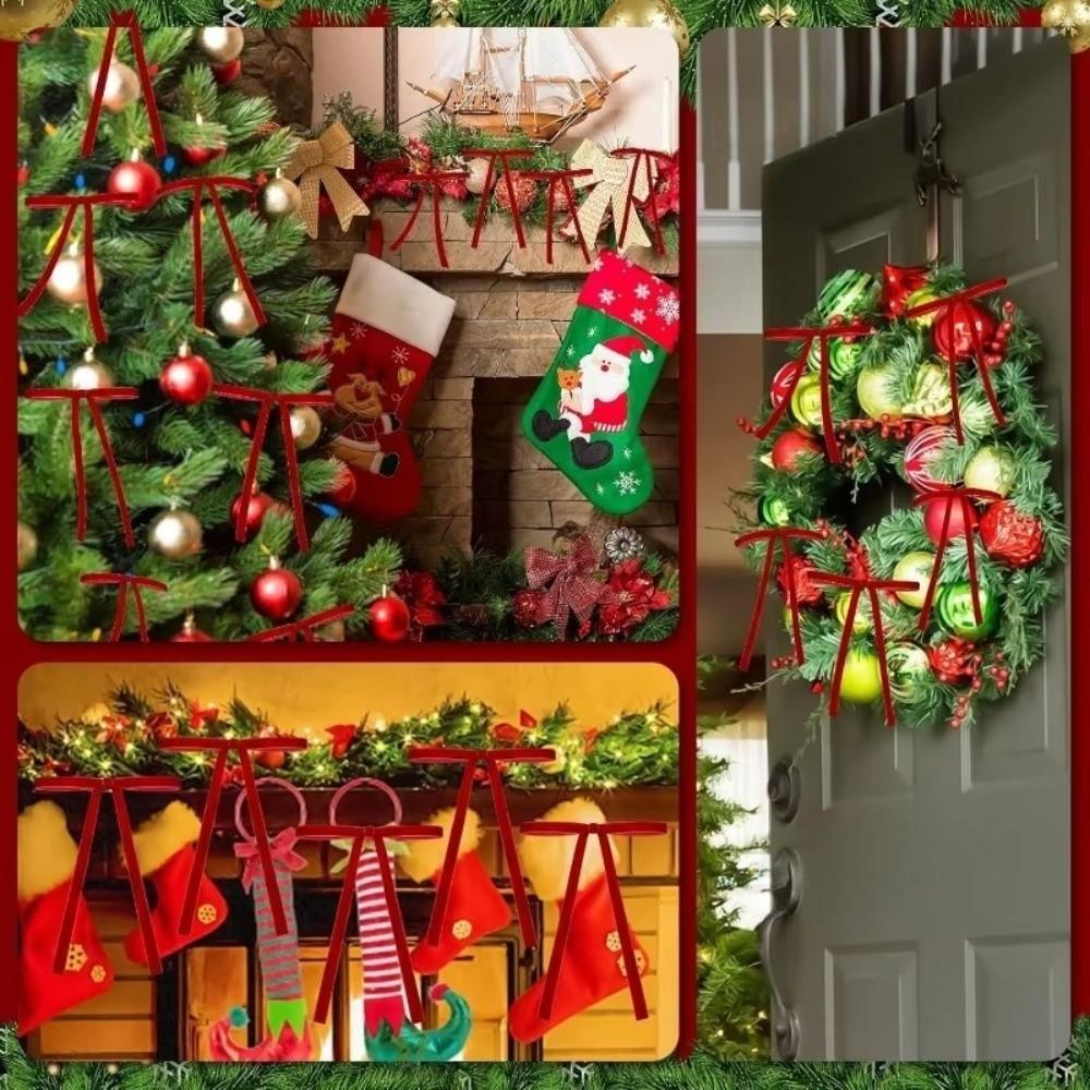 24PCS Vintage Christmas Tree Bows with Pearl Chain Wreath Bows Decoration  New Year