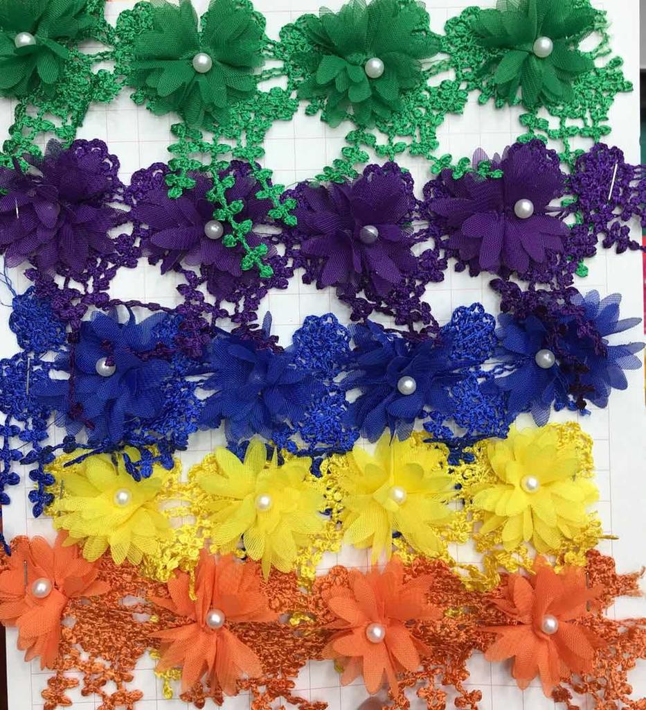 Polyester Light Water-Soluble Barcode Chiffon Burnt Flower Beads Flower, Corn Whisker Fringed Lace, Children'S Clothing Women'S Jewelry Diy