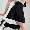 Women's Versatile High Waist Pleated Midi Skirt - Spring/Summer Preppy Style with Slimming Fit and Built-in Safety Shorts