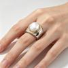European and American classic  silver inlaid imitation pearl wide surface high sense simple niche finger