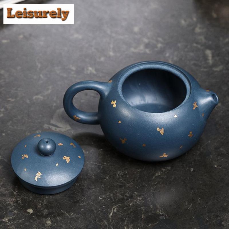 210ml Vintage Yixing Purple Clay Teapots Handmade Xishi Pot Raw Ore Azure Mud Kettle With Infuser Chinese Zisha Tea Set Tea Gift