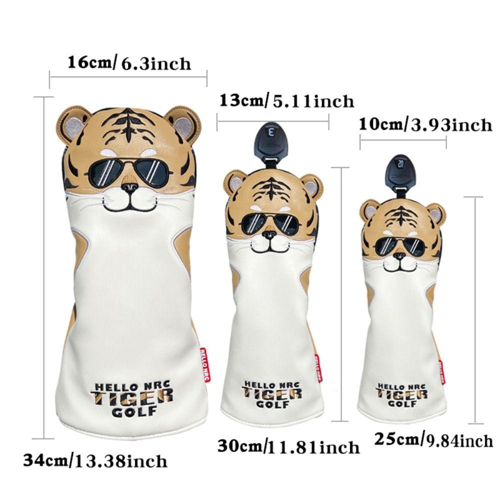 PU Leather Golf Club Covers Soft Golf Headcover Driver Fairway Hybrid Putter Tiger Golf Cover  Men