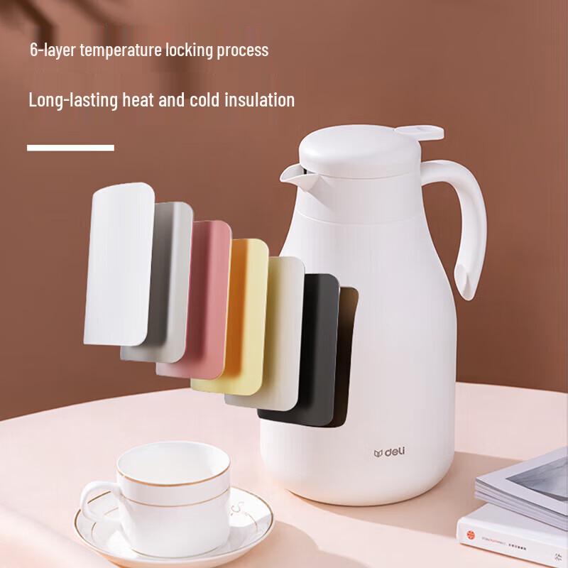 Deli LL101-W 1.8L Stainless Steel Vacuum Insulated Thermos Flask