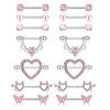Fashionable Nipple Rings Jewelry Set with Sparkling Pink Silver Cubic Zirconia Stones for Fashion Enthusiasts