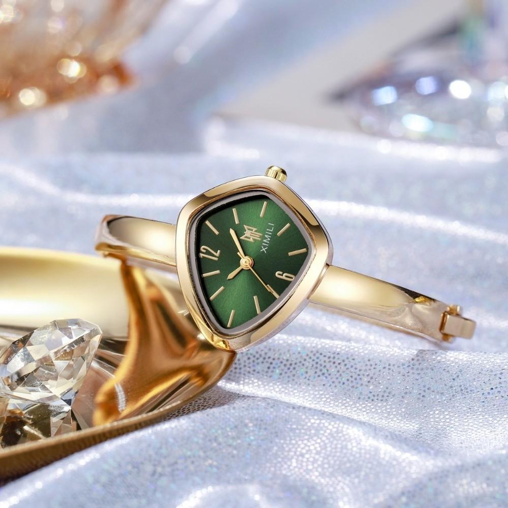 Square-shaped Dial Quartz Watch Open Design Bracelet Watch Creative Wristwatch  for Women