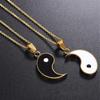 2pcs Set Fashion Black White Tai Chi Pairing Pendant Couple Buddha Necklace Fashion for Women Men Religion Faith Jewelry Gifts