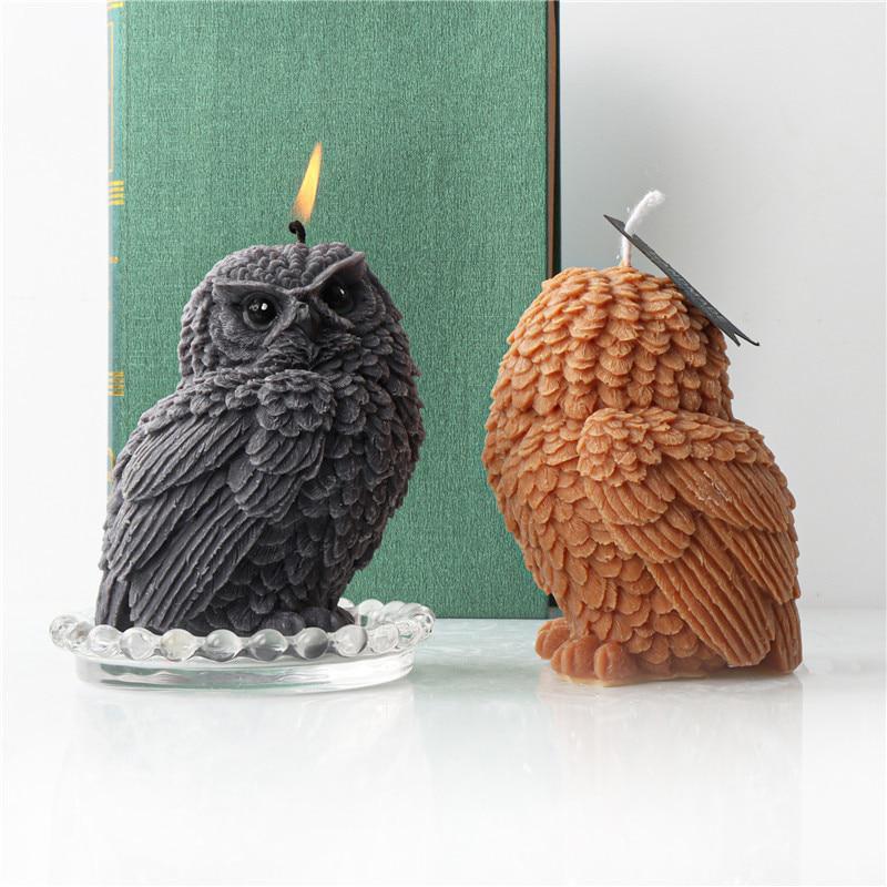 Tilted Head Owl Candle Silicone Mold DIY Cute Animal Owl Scented Candle Plaster Resin Soap Mould Cake Chocolate Molds Home Decor