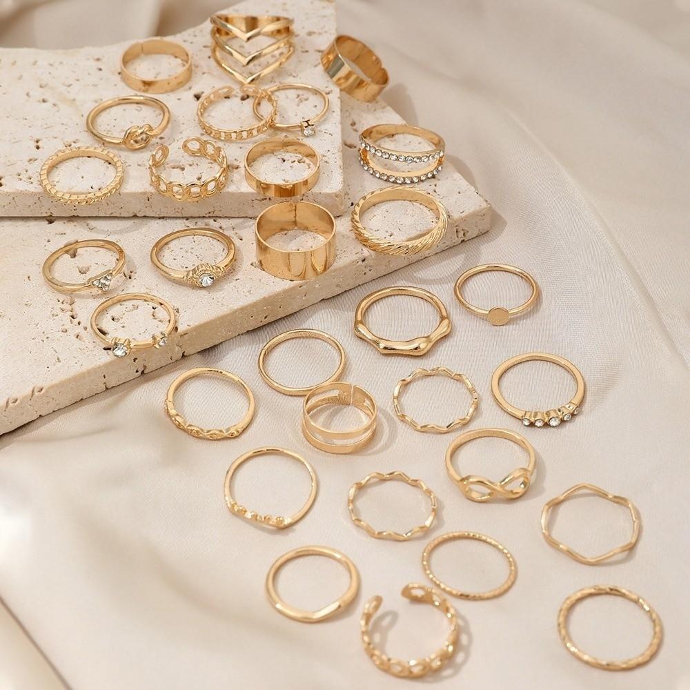 30pcs/set Geometric Knuckle Rings Set Bohemian Women's Ring Ring Jewelry Set  Jewelry Accessories