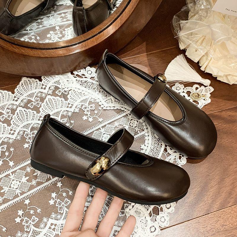 Round head fashion explosion single shoes retro Mori 2025 women's shoes with commuting versatile small leather shoes literary style