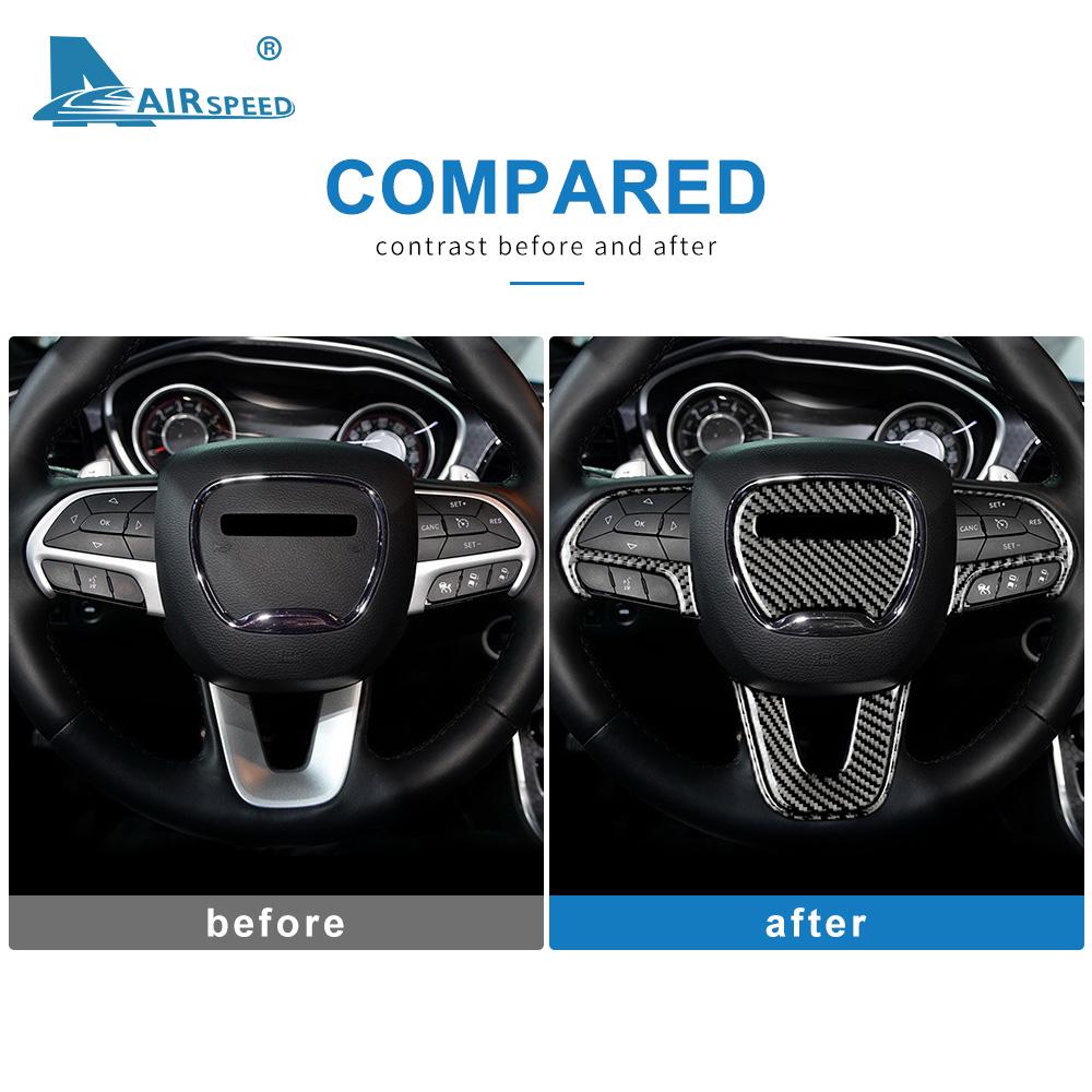 Real Soft Carbon Fiber for Dodge Challenger 2015 2016 2017 2018 2019 2020 2025 2025 2025 Car Steering Wheel Trim Sticker