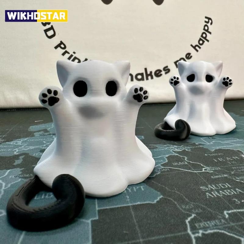Mini Kitten Ghost Ornaments Afraid of Cute Desktop Atmosphere Halloween Feeling Send Girlfriend Cat Gift Home Decoration Crafts