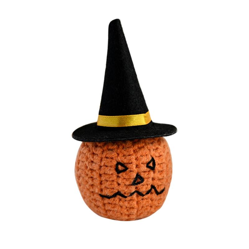 New Handmade Knitted Emotional Support Pickled Cucumber Halloween Home Decoration Crochet Positive Pumpkin Doll Christmas Gifts