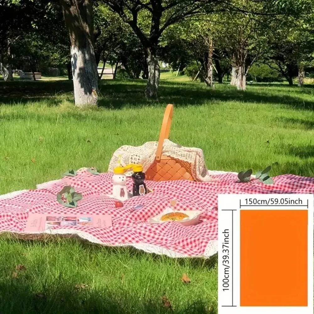 1Pcs 100×150Cm Linen Lace Red Checkered Picnic Mat Outdoor Camping Atmosphere Grass Land Blanket Tablecloth Outing Car Trunk Mat