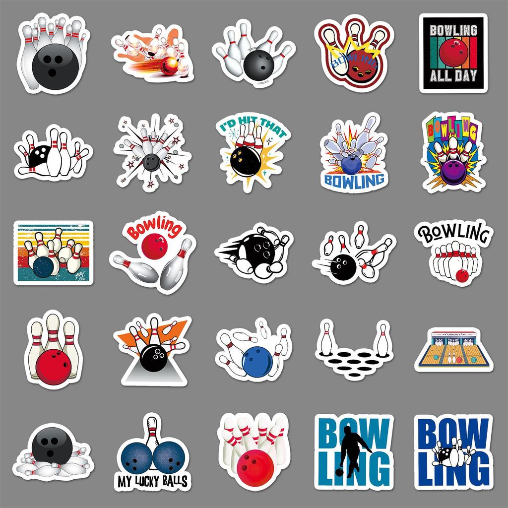50 Bowling Sticker Pack: Waterproof Graffiti Stickers for Suitcases, Skateboards, Computers, Tablets, and Cartoon Decor