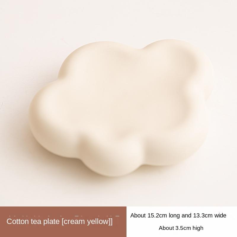 

Cream Style Tea Cake Tray Dim Sum Plate Kung Fu Teaware Teapot Bearing Teapot Tray Utensil Jewelry Storage Tea Tray Coasters