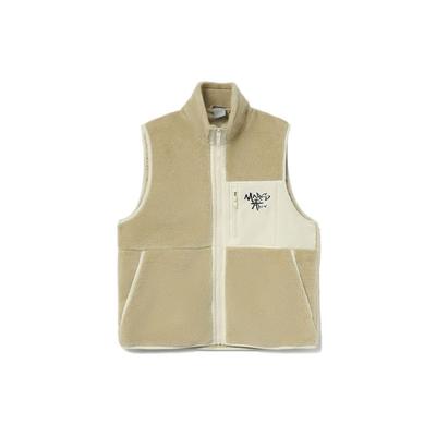 Li Ning Cf Mars Fleece Warm Splicing Zipper Pocket Loose Couple Vest Unisex Vest Khaki AMDR085-5
