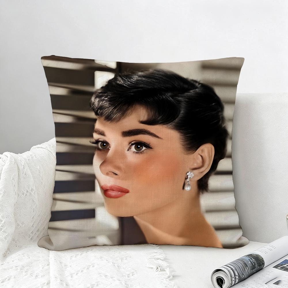 Actress Audrey Hepburn Cushion Cover Natural Linen Pillowcase Set AllinOne Decor for Sofa Bedroom  Chair