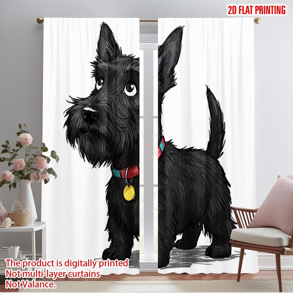 

2pcs 2D flat printing Curtain Scottish Terrier Dog Fabric Without Electricity All Season Party & Holiday Decor Perfect for 52.50×116.00 CM 2pcs