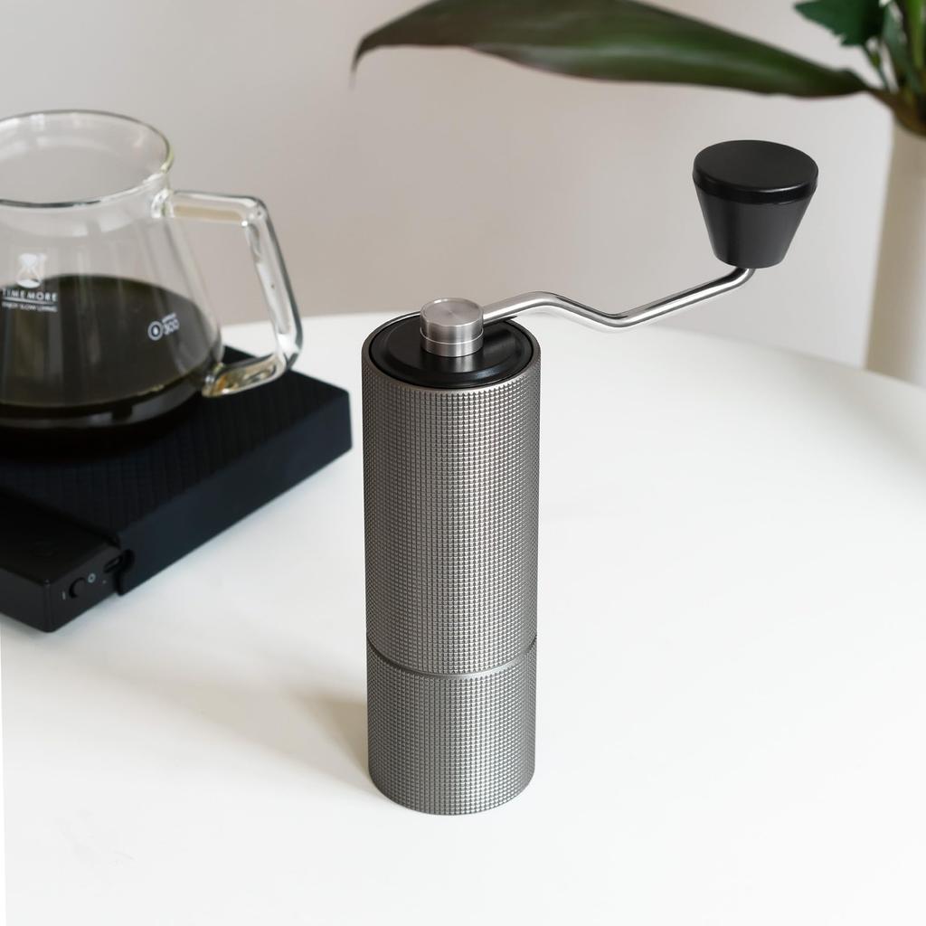 TIMEMORE C2 Manual Coffee 36 Adjustable Grit Easy to Stainless Gray Grinder, Levels, Lightweight, Portable, Clean, Steel, (Brush Included)